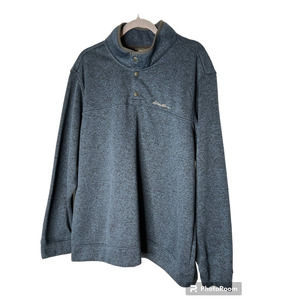 Eddie Bauer Men's Radiator Fleece Snap Mock Pullover Size XXL in Blue